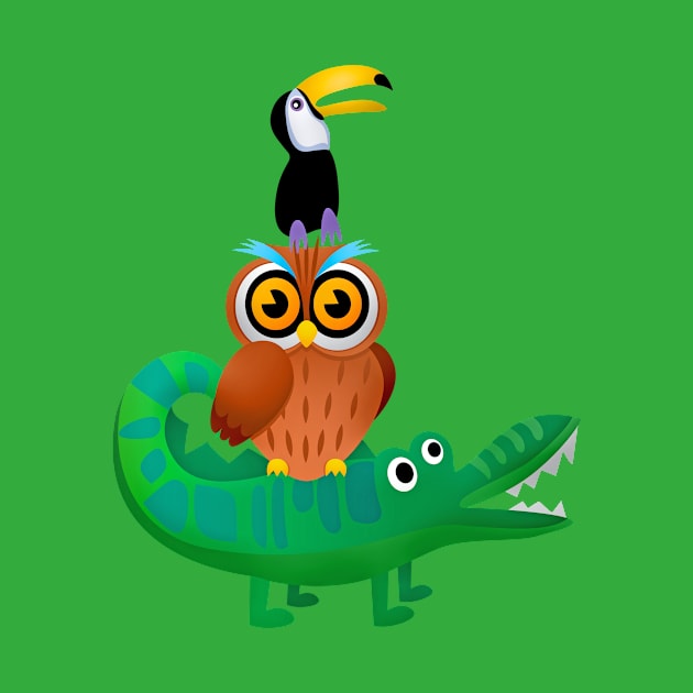 Tower animals crocodile owl toucan by Albi