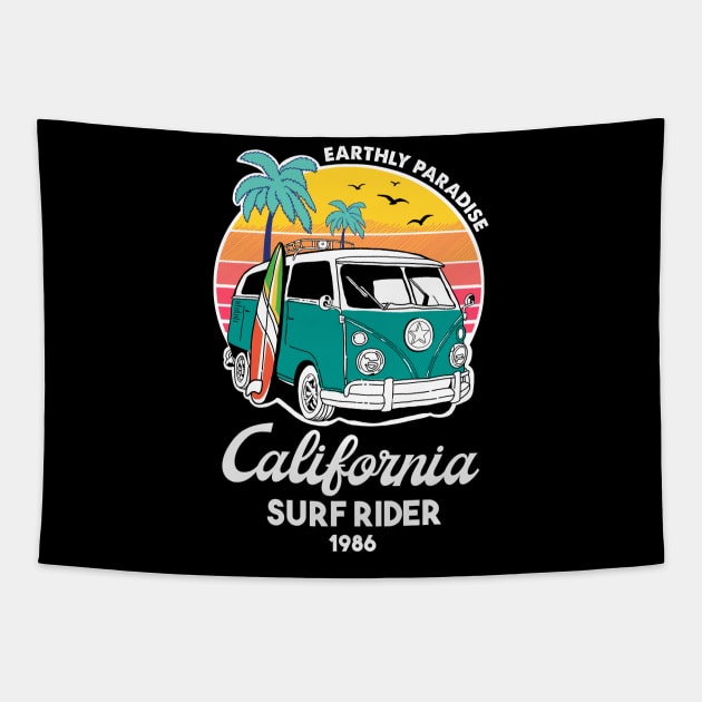 California Surf Rider 1986 Tapestry by SuperrSunday