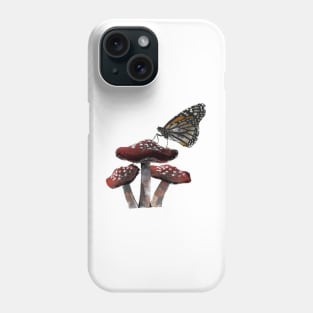 Monarch Butterfly & Mushrooms | Cottagecore | Dark Academia Gift Phone Case