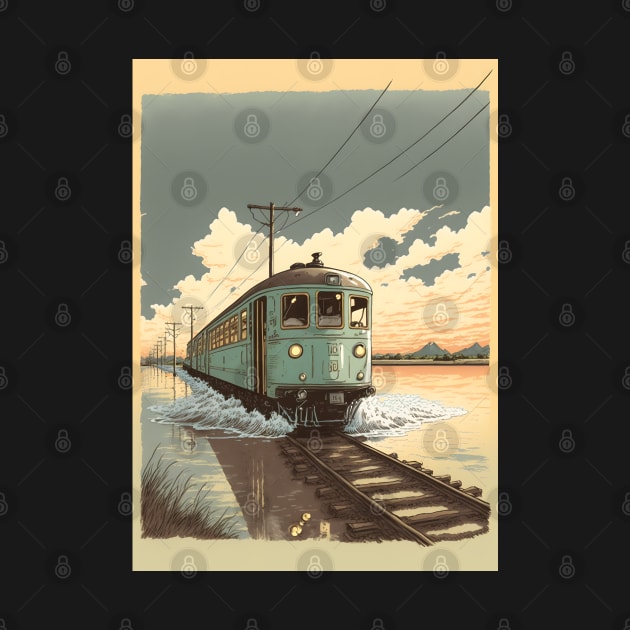 Retro Anime Style Old Japanese Train by KaPrints