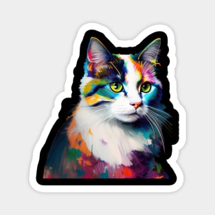 Colorful cat painting Magnet