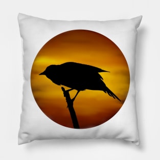 Redwing Blackbird Marsh Sunset Pillow