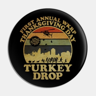 White First Anual Turkey Drop Retro Pin