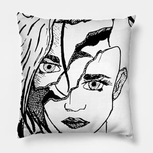 Girl with too many thought Pillow