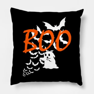 Boo Ghost Halloween Spooky Bats and Ghosts Pillow