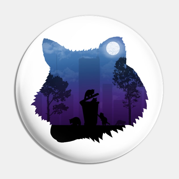 CITY NIGHTLIFE RACOON (SILHOUETTE) Pin by Pioneering Pieces