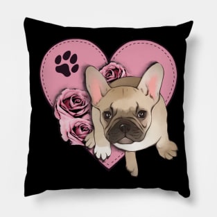 french bulldog pink heart for frenchie lover Pillow