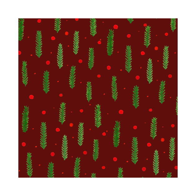 Christmas branches and dots - red and green by wackapacka