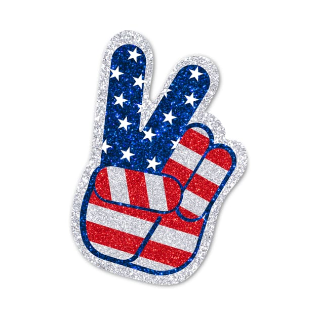 Victory Hand American Flag Glitter Sticker by anacarminda