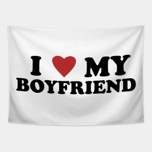 I Love My Boyfriend Heart My Girlfriend  Valentine Gift Valentine_s Day Girlfriend Couple Tapestry