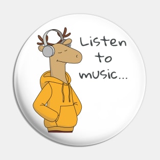 Deer listening the Music Pin