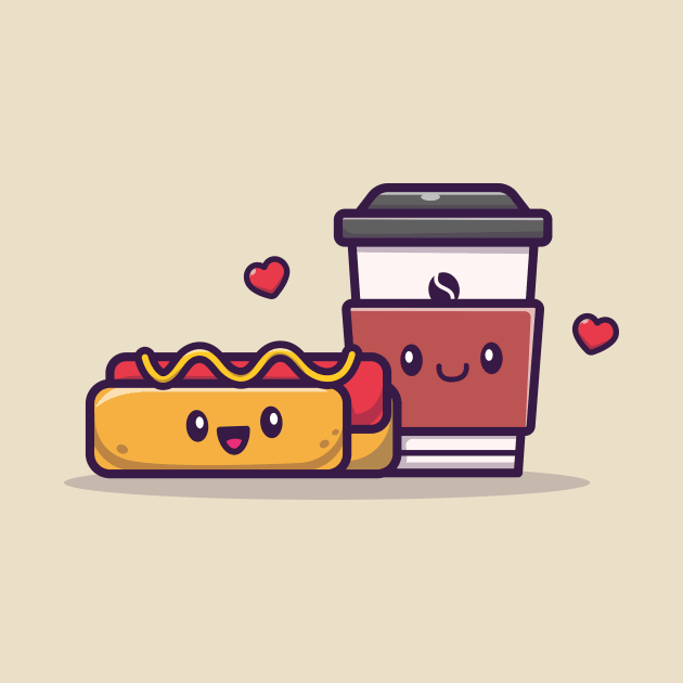 Cute Hotdog With Coffee by Catalyst Labs