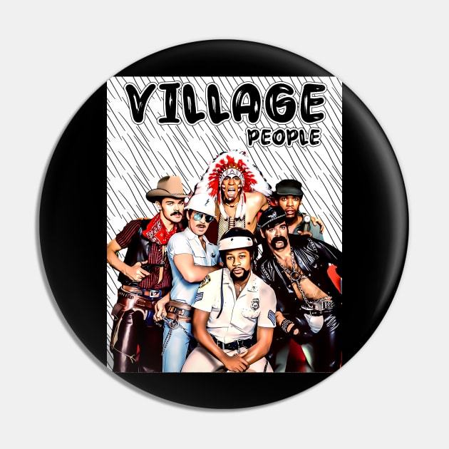 Retro Style Village People Band Pin by ArtGaul