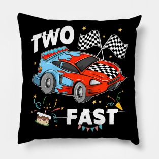 Kids Two Fast 2 Curious Racing 2nd Birthday Race Car Pit Crew Tee Pillow