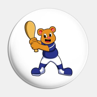 Bear as Batter at Baseball Pin