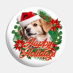 Charimg dog with happy holidays Pin