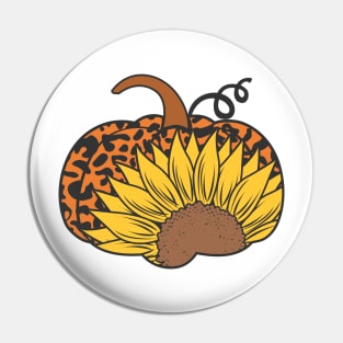 leopard sunflower fall pumpkin t-shirt Pin