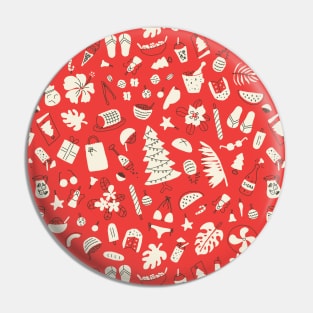 Tropical summer Christmas red pattern Pin