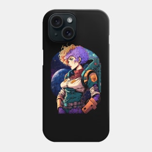 Anime Girl Space Astronaut with Colourful Hair Phone Case