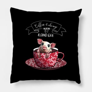 Piggy and coffee cup Pillow