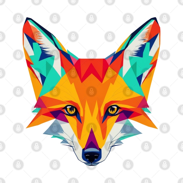 Colorful Fox Face by FunkyColorShop