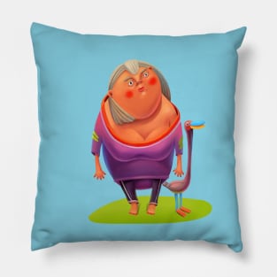 WOMAN WITH A GOOSE Pillow