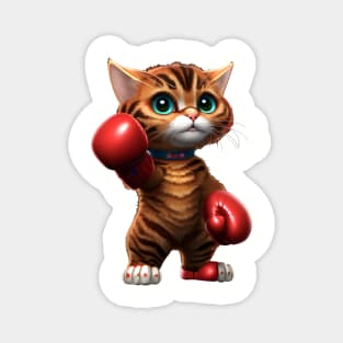 Little cat boxer in red gloves Magnet