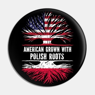 American Grown with Polish Roots USA Flag Pin
