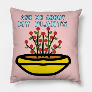 Red Flower Plants In A Pot Pillow