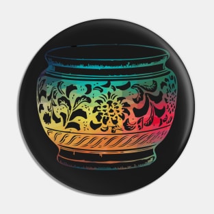Rainbow abstract flower design on a pot 08 Pin