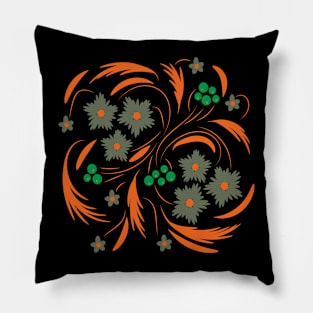 Folk flowers floral art print Flowers abstract art Pillow