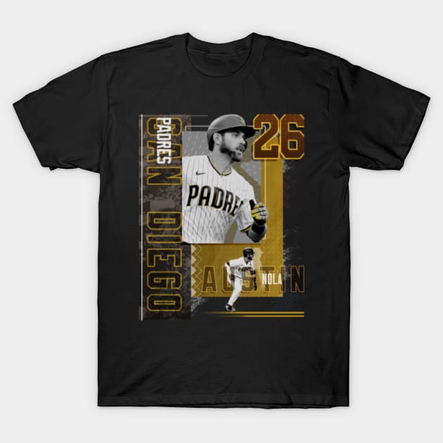 Austin Nola Baseball Paper Poster Padres 2 - Austin Nola - T-Shirt