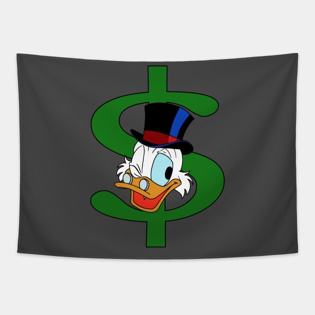 Scrooge McDuck - Dollar Sign Tapestry by BigOrangeShirtShop