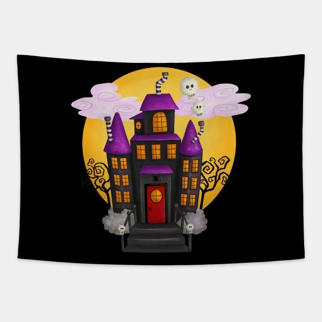 Haunted House Halloween Tapestry by StacysCellar