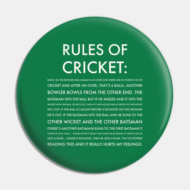 Rules of Cricket - Funny Pin by Room Thirty Four
