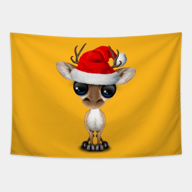 Baby Deer Wearing a Santa Hat Tapestry by jeffbartels