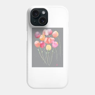 Loose Watercolor Tulip Illustration with an ultimate gray background Phone Case