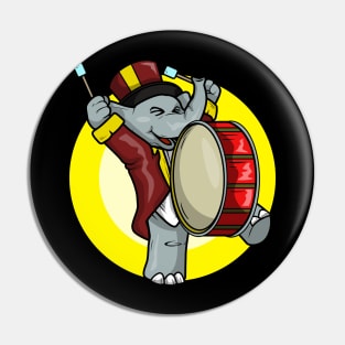 Funny elephant is playing the drum Pin