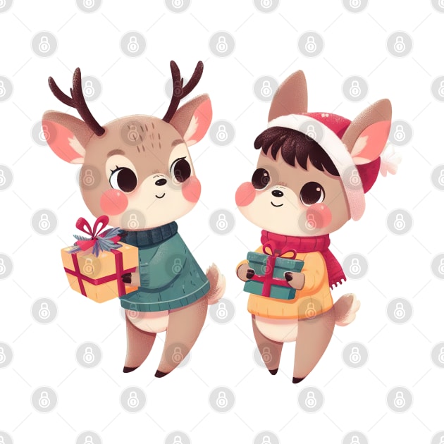 Christmas Deer Couple by Takeda_Art