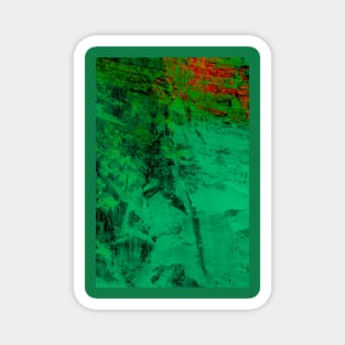 Green red abstract digital painting from a scratched stonewall V1 Magnet