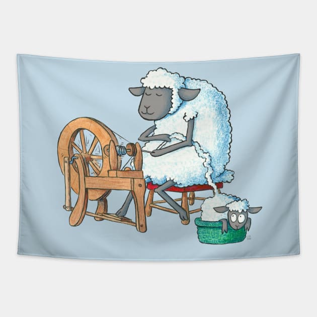 Ewe at the Spinning Wheel Tapestry by LAB Ideas