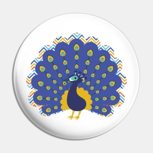 Colorful Abstract Peacock Bird Lover Design Pin