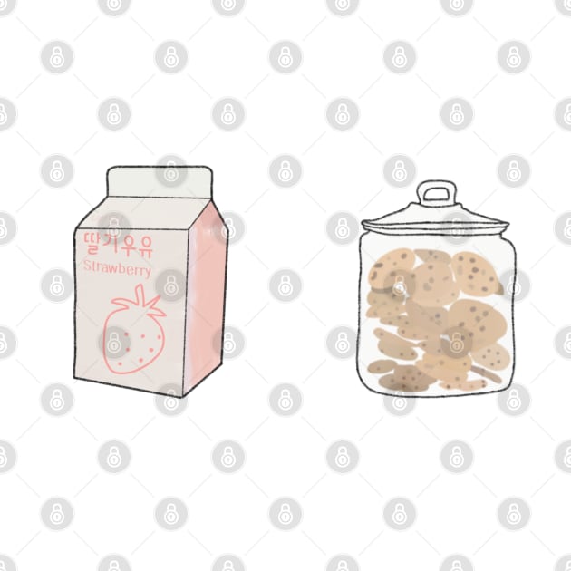 Cookies and strawberry milk by Artofcuteness