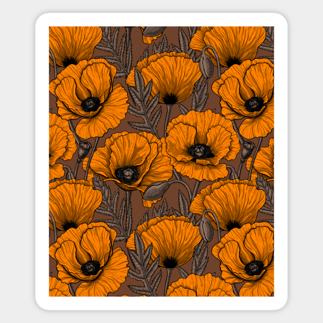 Orange poppy garden 3 - Poppy - Sticker