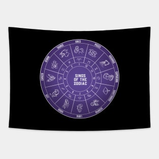 Sings of the Zodiac. Astrology Zodiac Wheels design Tapestry