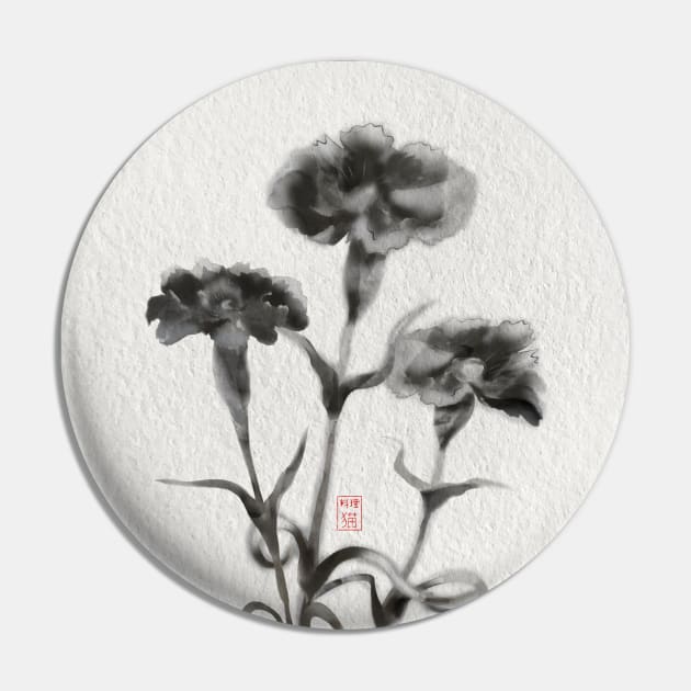 sumiE ink chinese brush carnations Pin by cuisinecat