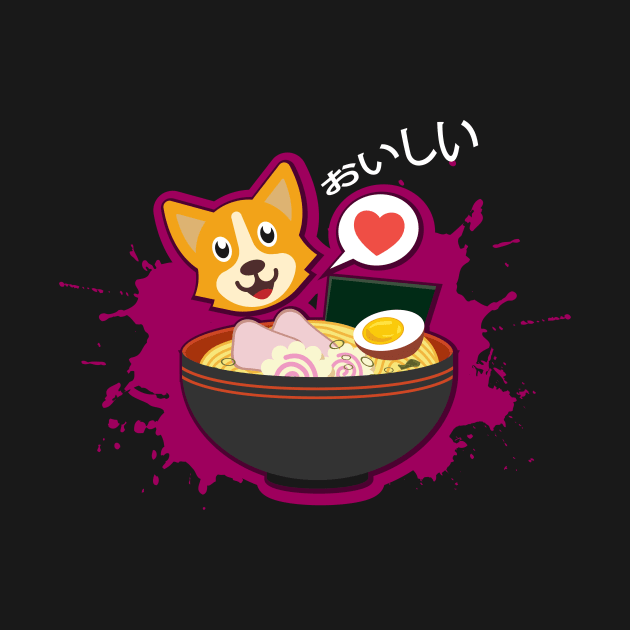 Ramen Noodle T Shirt I corgi manga by biNutz