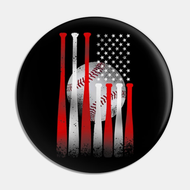 Baseball Game Team American Flag Pin by credittee