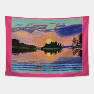 Summer sunset in Trakai, Lithuania Tapestry