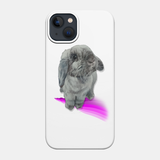 Gorgeous seal point mini lop bunny on a pastel rainbow! - Rabbit - Phone Case